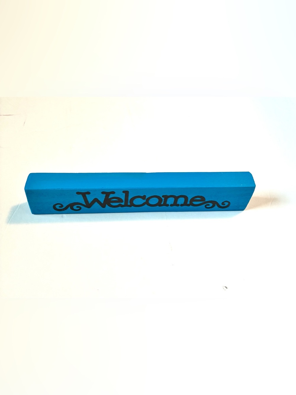 Welcome Wooden Sign in Bright Blue